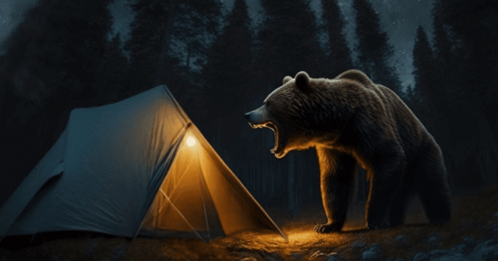 are bears scared of tents, what to do if a bear is sniffing around your tent, what does a bear sound like outside a tent